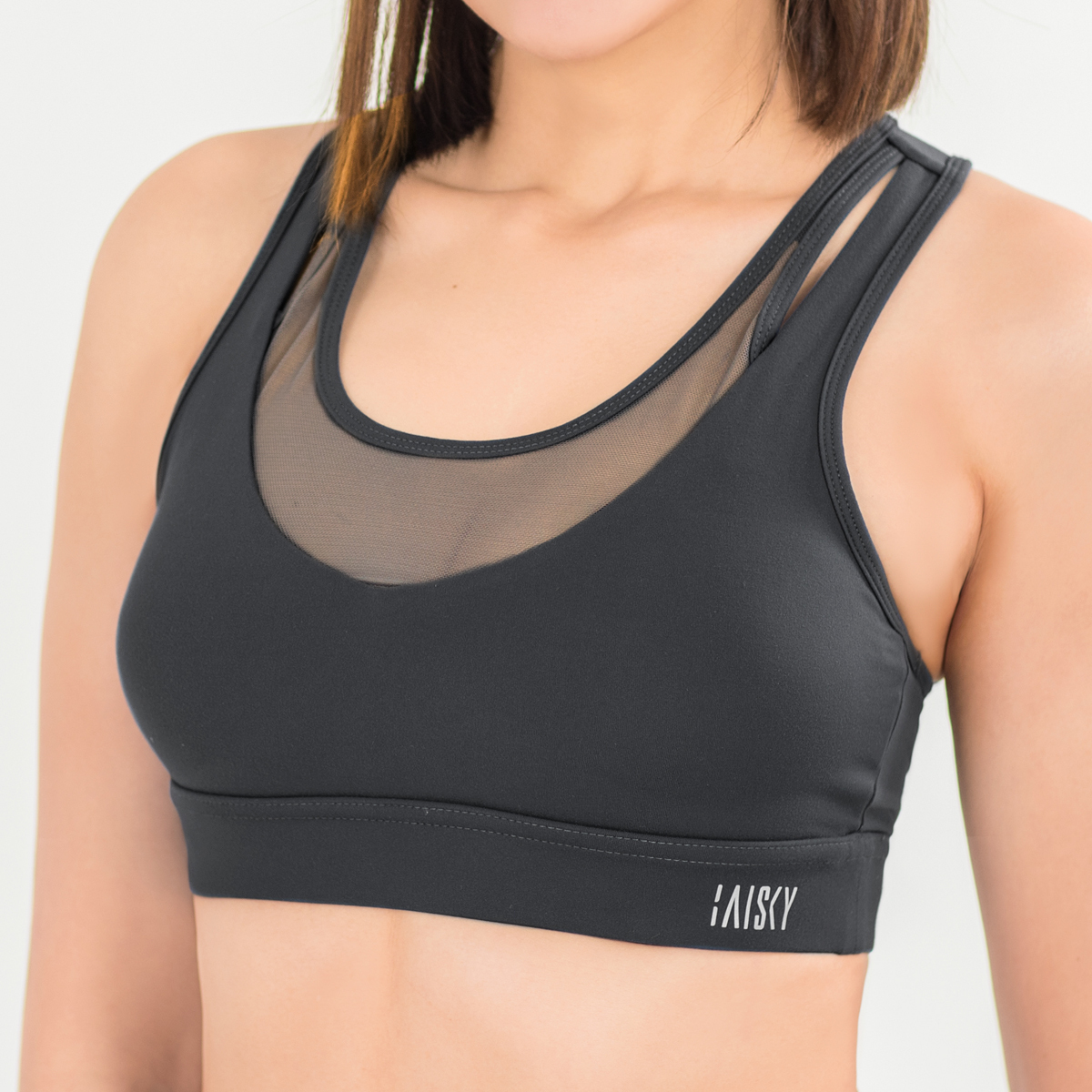 女款網紗拼接運動內衣 黑