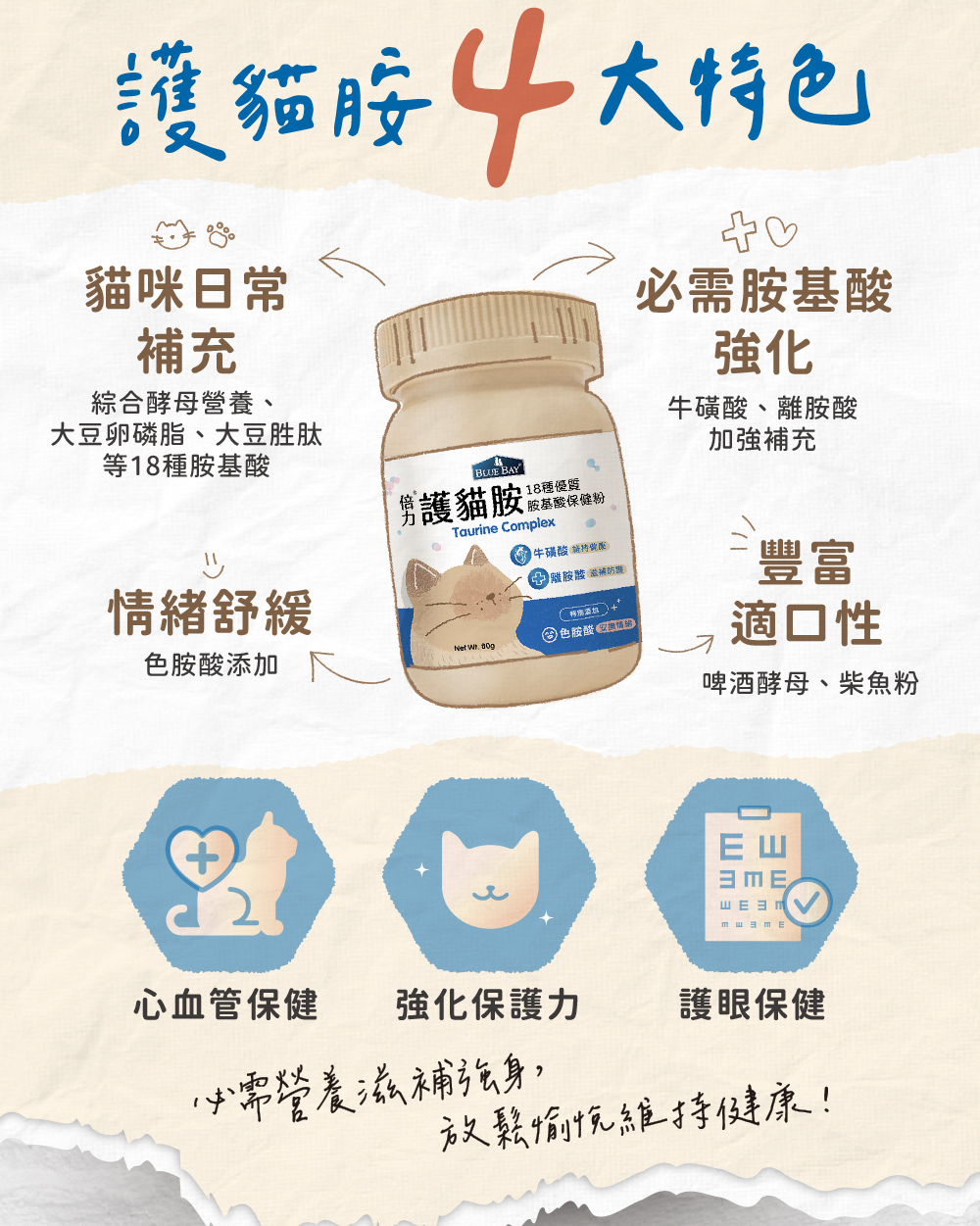 Blue Bay倍力®護貓胺 (18種必須胺基酸) 80g