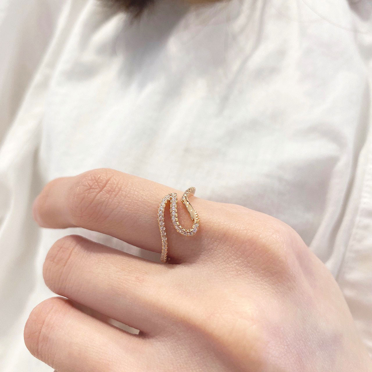 天鵝線條造型 純銀戒指