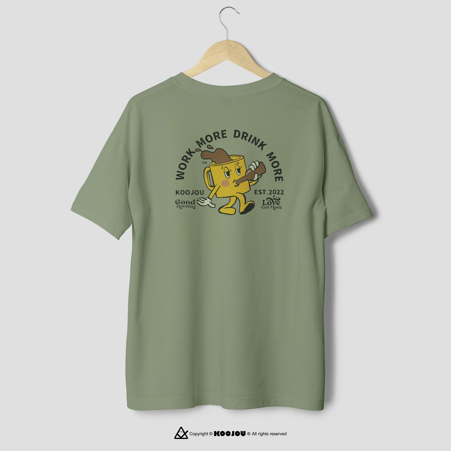 KID ® KOOJOU 早安系列 咖啡人喝啤酒短T 綠