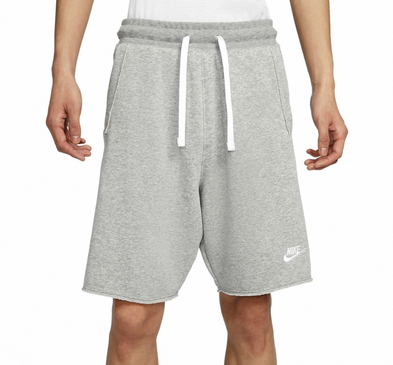 Nike 短褲 NSW Shorts 男款 灰 白 褲子 棉褲 寬鬆 不修邊 小LOGO APR-