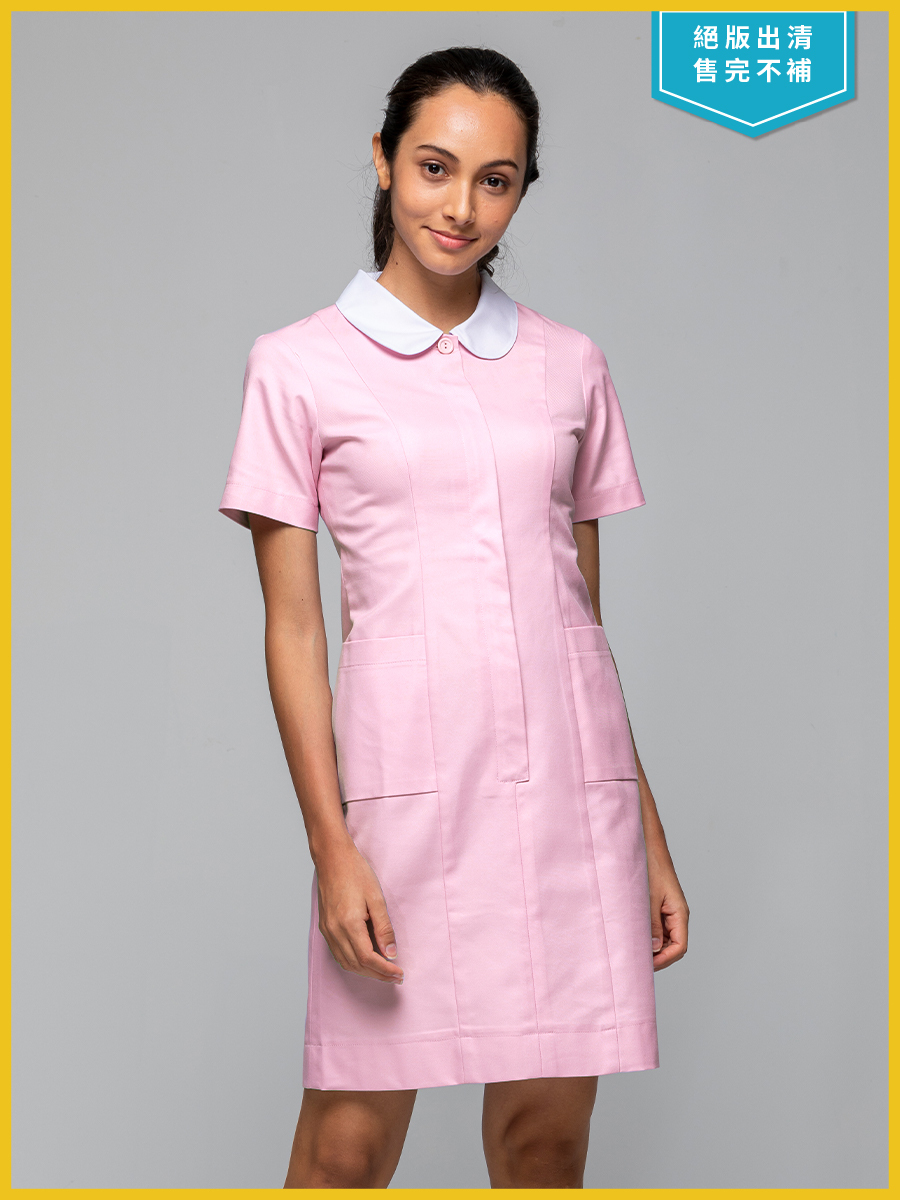 【 B100-A0  出清款 】女護理洋裝-B立挺布-寶寶粉