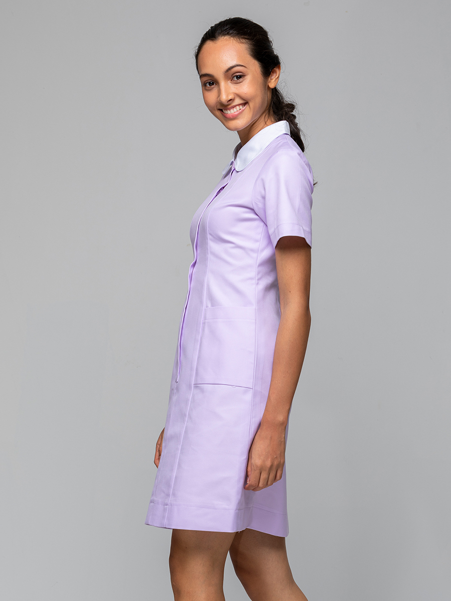 【 B100-C0  出清款 】女護理洋裝-B立挺布-丁香紫