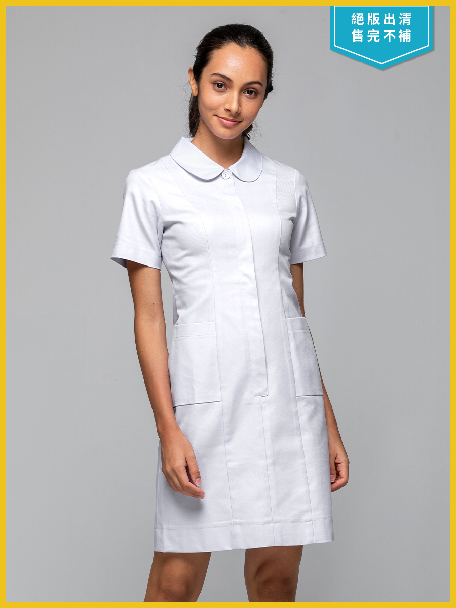 【 B100-W0  出清款 】女護理洋裝-B立挺布-純粹白