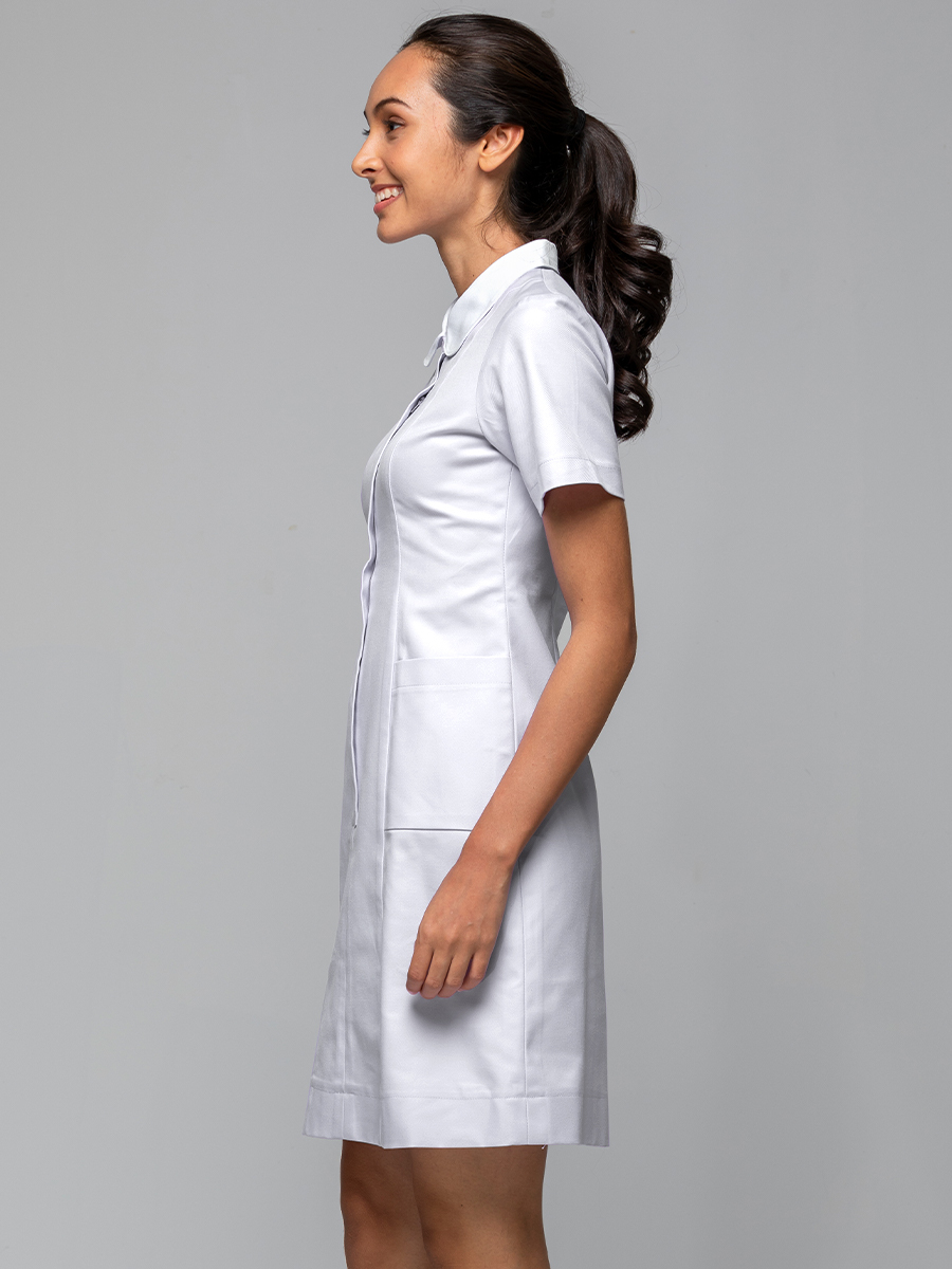 【 B100-W0  出清款 】女護理洋裝-B立挺布-純粹白