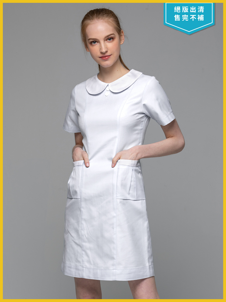 【 B101-W0  出清款 】女護理洋裝-B立挺布-純粹白