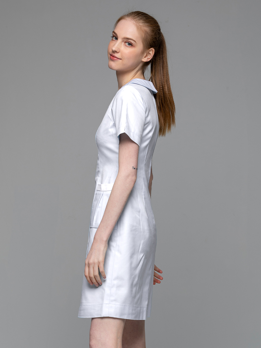 【 B101-W0  出清款 】女護理洋裝-B立挺布-純粹白