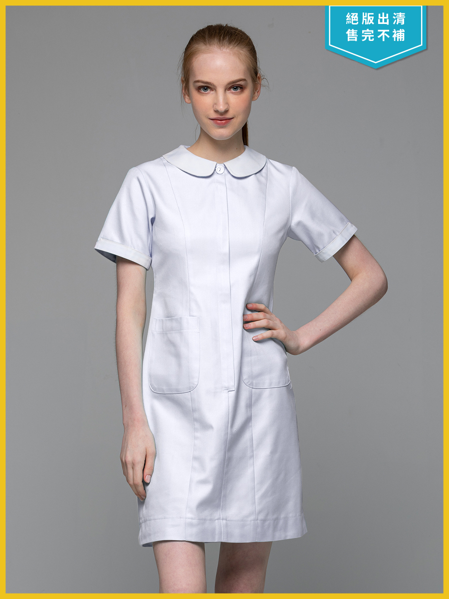 【 B122-W0  出清款 】女護理洋裝-B立挺布-純粹白
