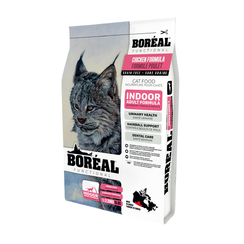 加拿大【BORÉAL波瑞歐】無穀室內貓化毛調理配方雞肉 5LB