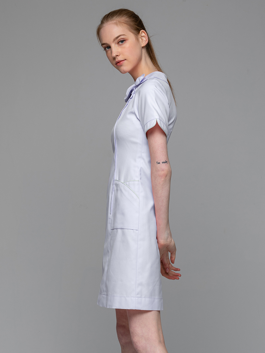 【 B133-W0  出清款 】女護理洋裝-B立挺布-純粹白