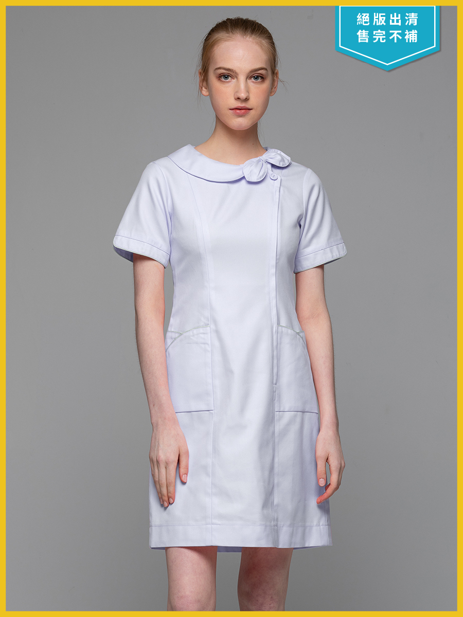 【 B133-W0  出清款 】女護理洋裝-B立挺布-純粹白