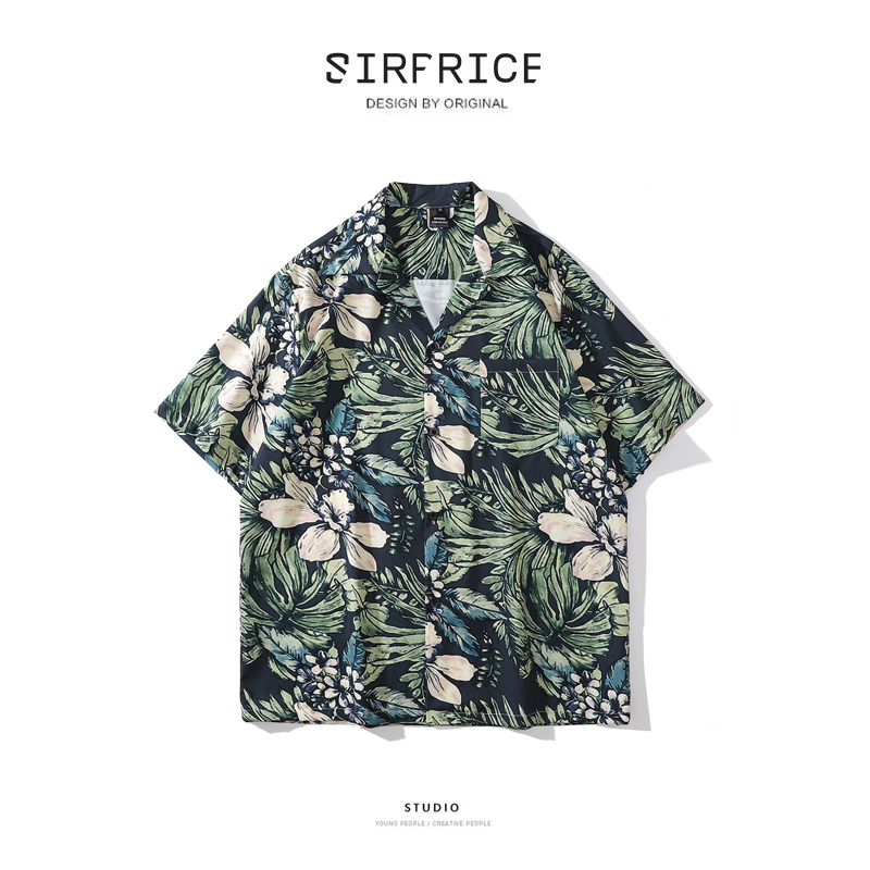 花襯衫 古巴領 日系花卉 復古襯衫