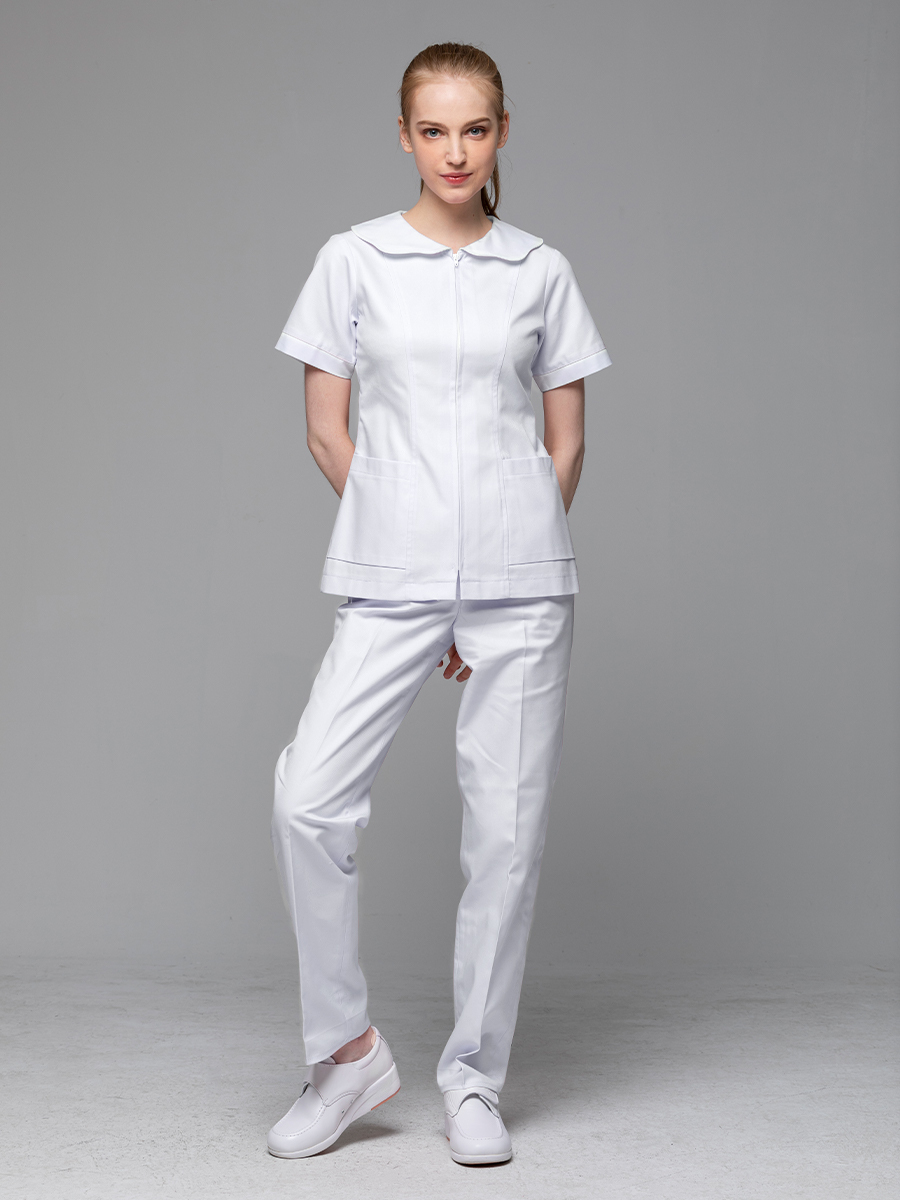 【 B209-W0  出清款 】女護理褲裝-B立挺布-純粹白