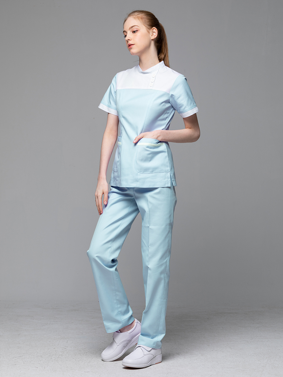 【 B220-B0  出清款 】女護理褲裝-B立挺布-寶寶藍