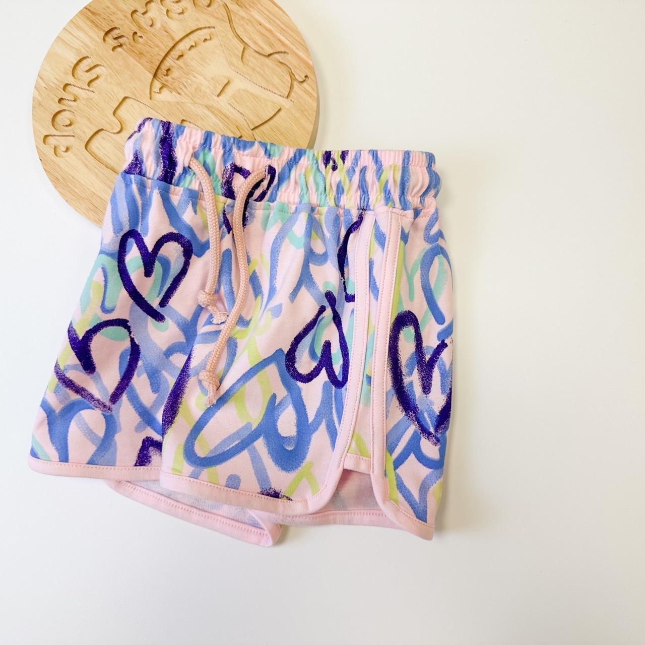 【限量】粉紫愛心-夏季棉質短褲(90-140)