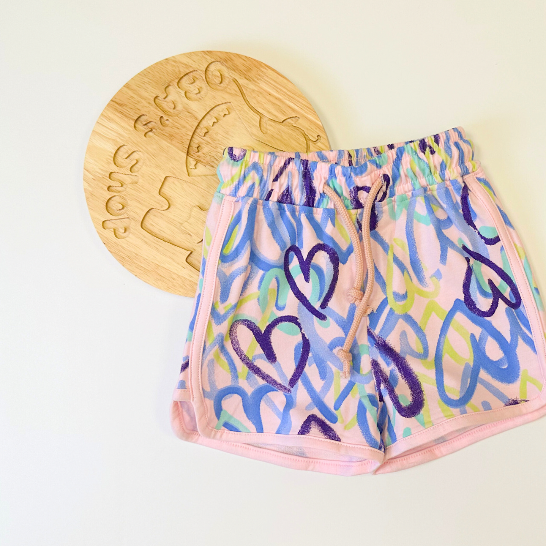 【限量】粉紫愛心-夏季棉質短褲(90-140)