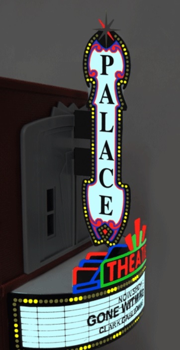 Micro Structures 59981 HO規 Large Theater Combo Kit 大型劇院霓虹招牌.會亮