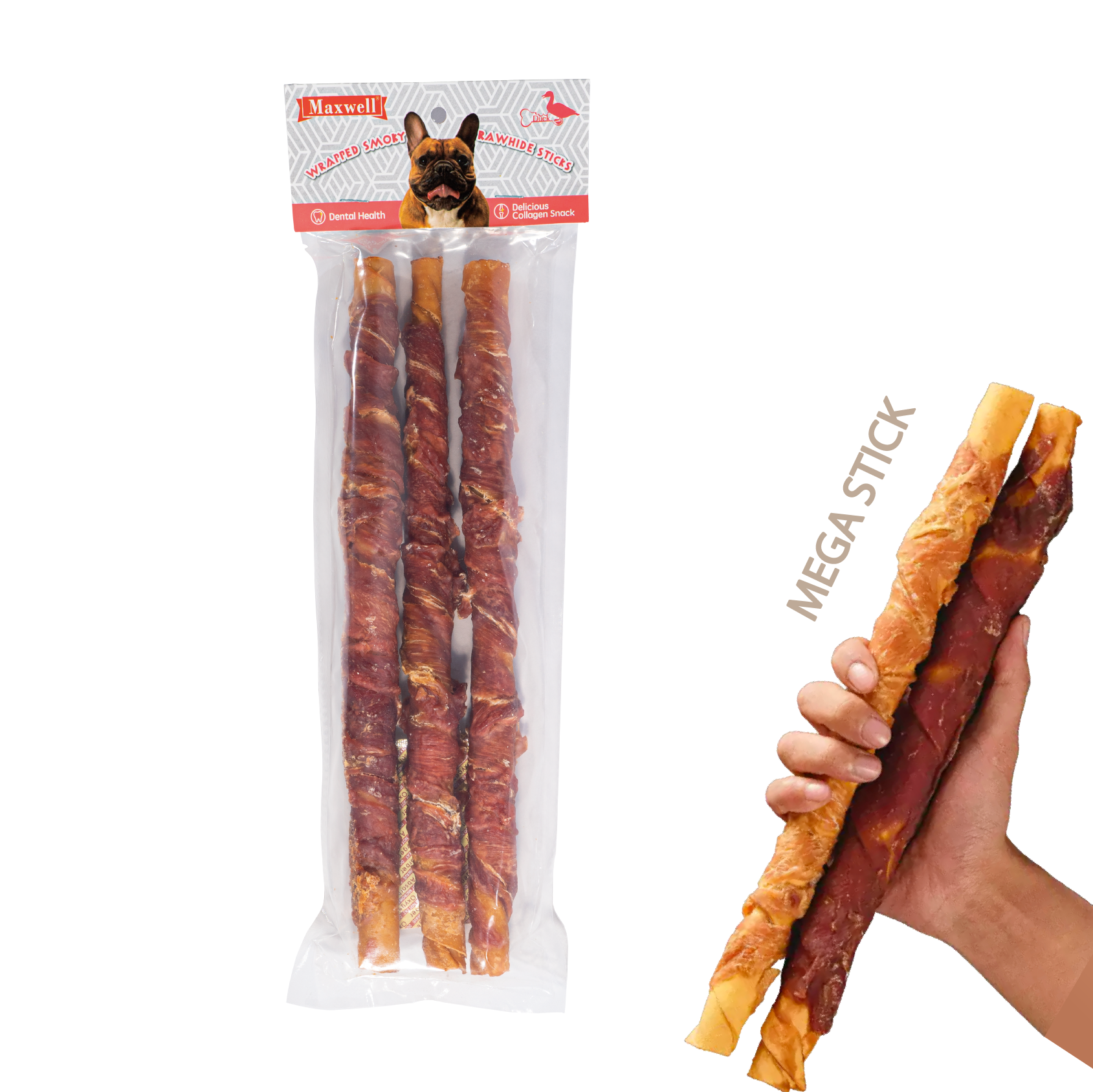 Maxwell⎜鴨肉繞煙熏膠原棒 (MEGA in 3PCS) (MXA-8957)