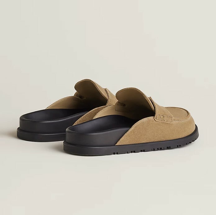 全新HERMES 拖鞋  Go mule 41碼 麂皮/小牛皮Beige Argile #BRAND NEW #香榭站正品