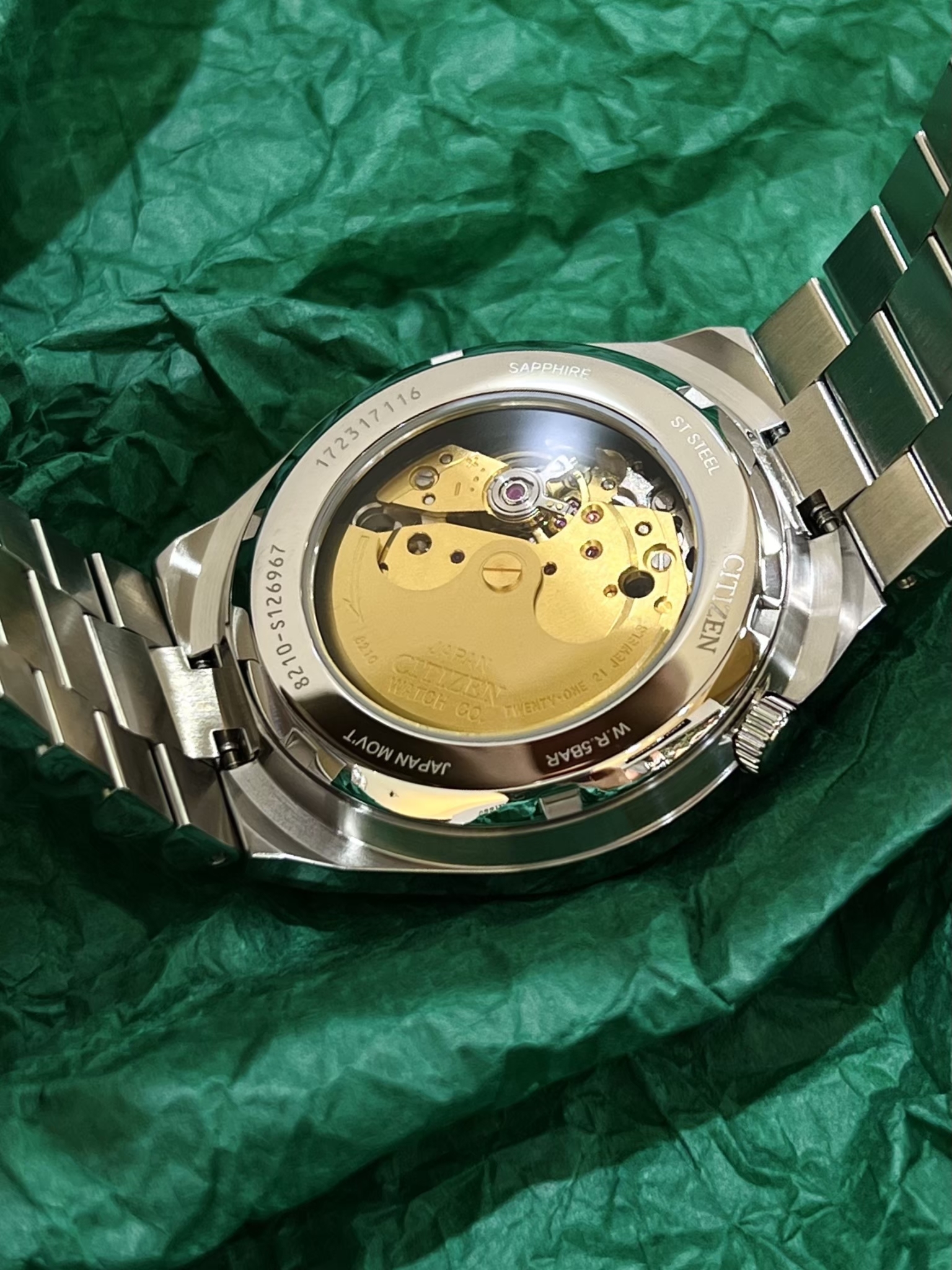 CITIZEN 星辰】Mechanical 極簡復古綠色機械腕錶NJ0150-81X 40mm 現代鐘錶