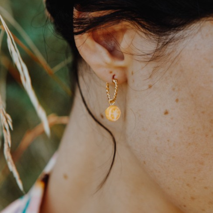 檸檬迷你圈型耳環-單只