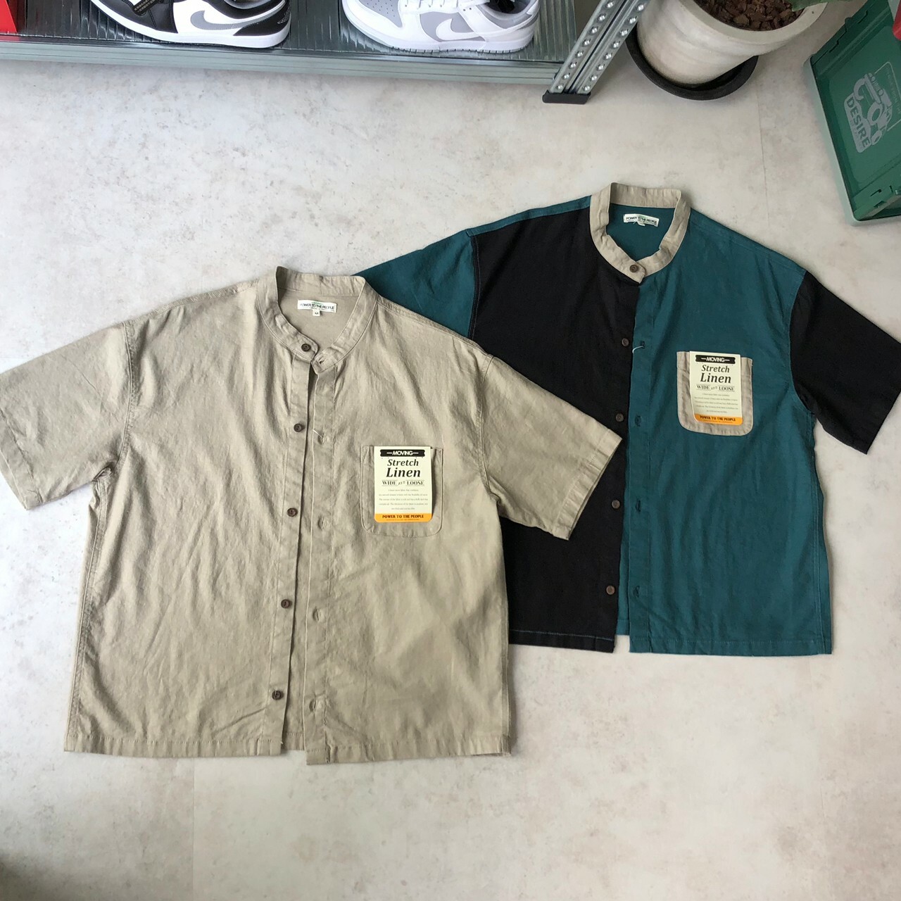 Power To The People Moving 無領麻混紡襯衫 3501061