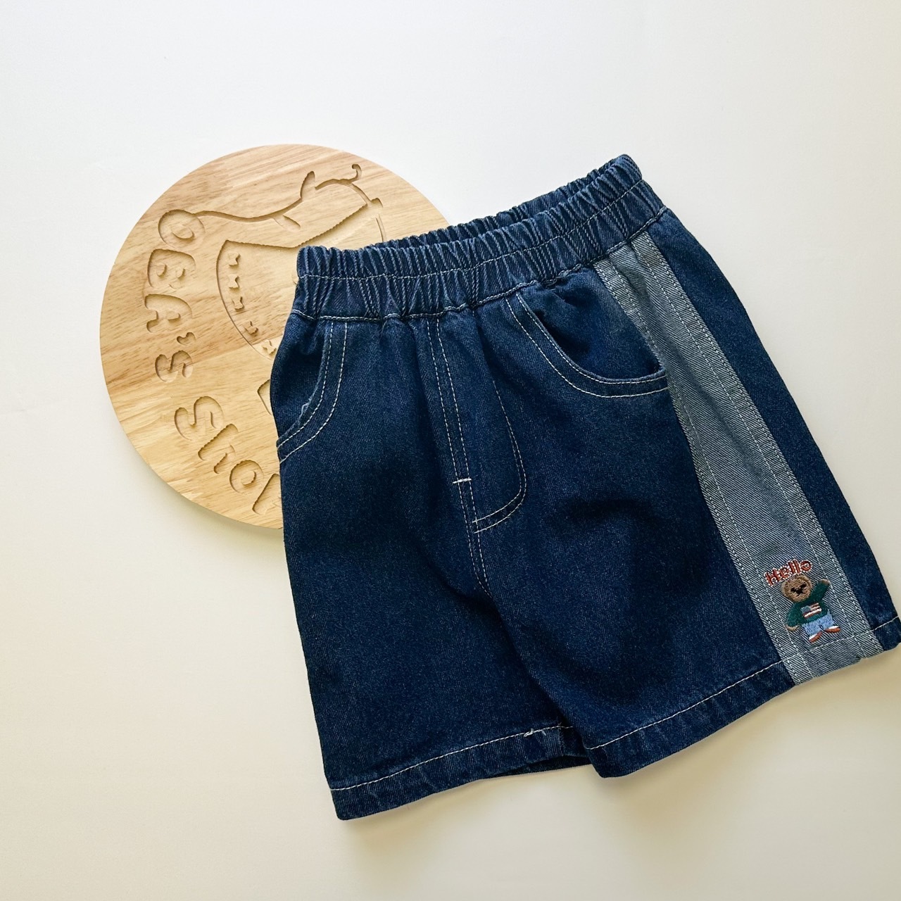 【限量】Hello側邊小熊-夏季牛仔短褲(73-130)