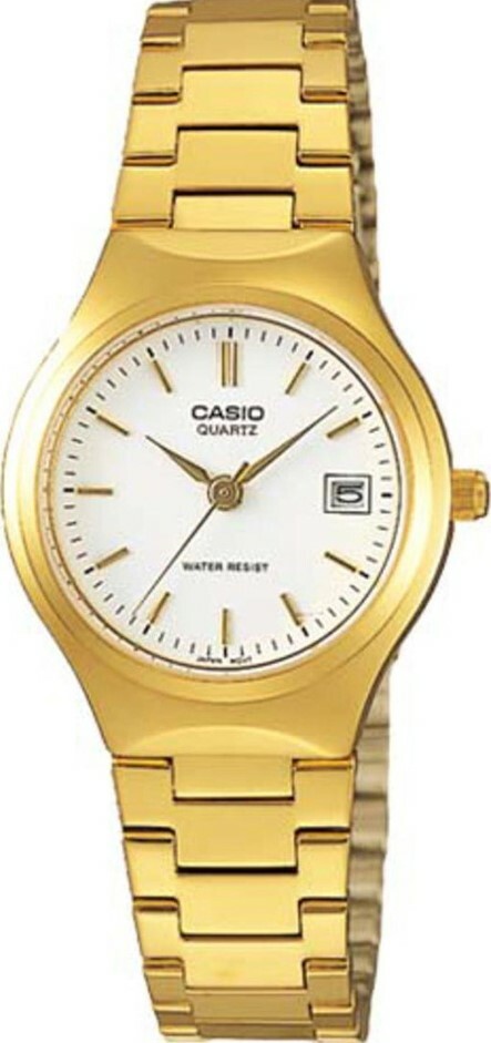 萬年鐘錶 - CASIO  全金色白面不鏽鋼男/女錶  LTP-1170N-7A  錶徑38MM