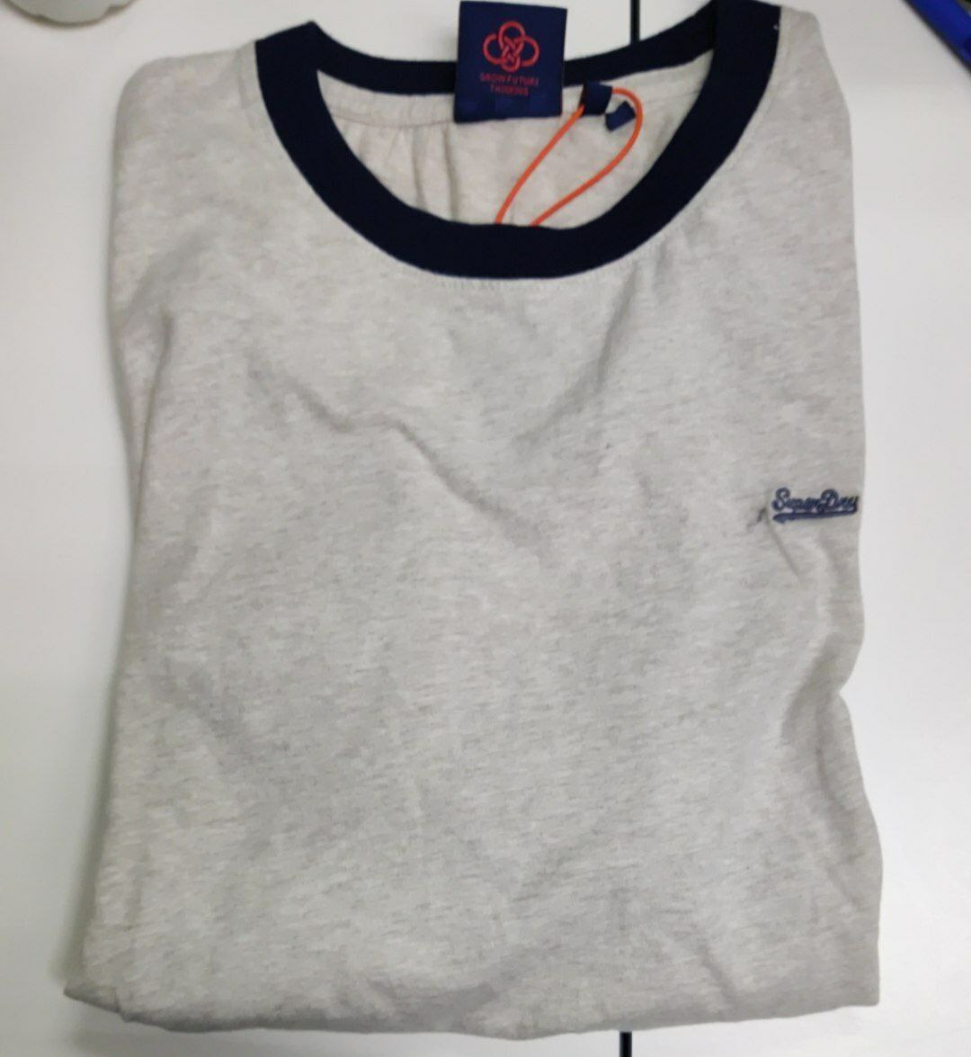 [S] SUPERDRY VINTAGE RINGER TEE,OAT/NAVY, M1011183A-CPX [FINA SALE] (SSD54)