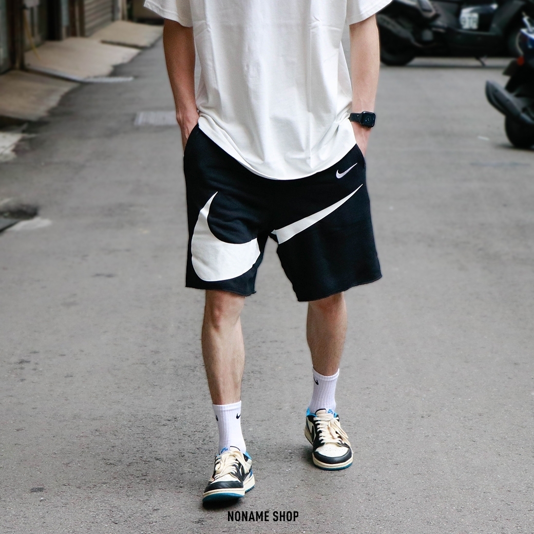 NIKE NSW Swoosh 大勾 雙勾 不修邊 棉 短褲 (男款)