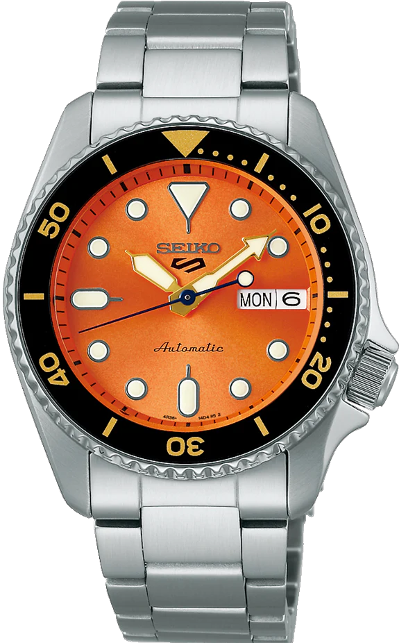 萬年鐘錶 - SEIKO  5 Sports   小版SKX 經典橘面小丑魚機械水鬼 SRPK35K1 / 4R36-14B0L 錶徑38MM