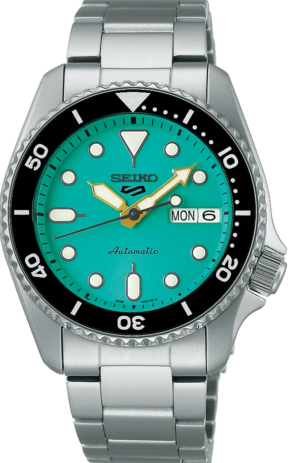 萬年鐘錶 - SEIKO  5 Sports   小版SKX 經典藍綠面機械水鬼 SRPK33K1 / 4R36-14B0G 錶徑38MM