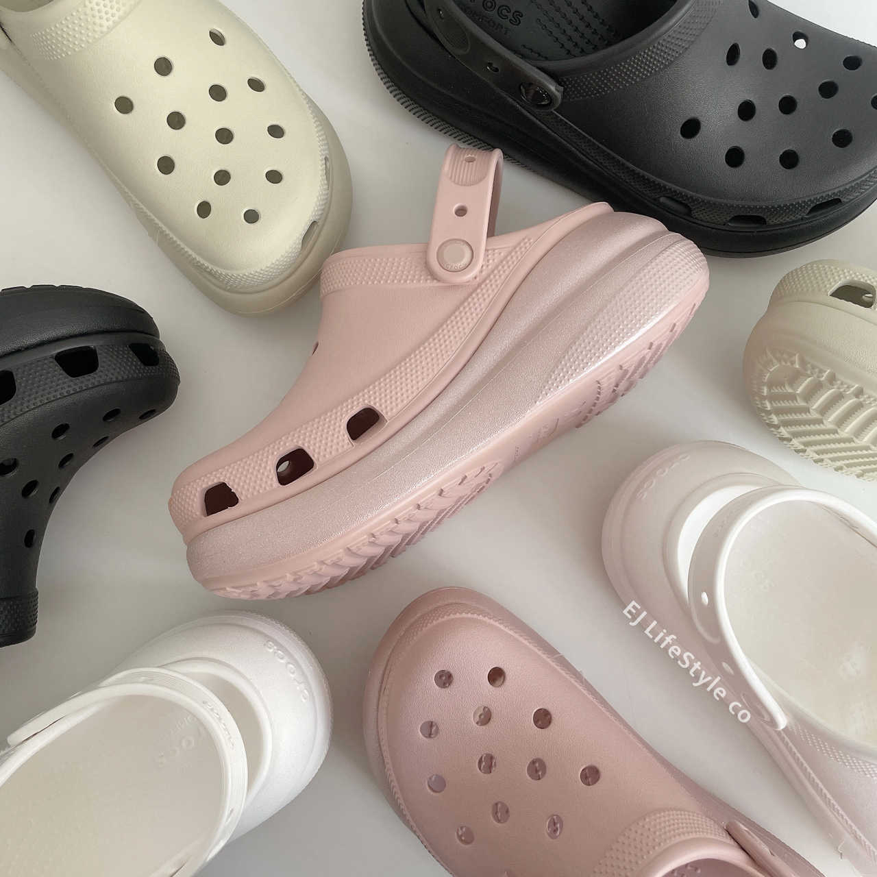 CROCS CLASSIC CRUSH CLOG  泡芙 洞洞鞋 涼鞋 厚底 黑 奶茶 白 粉 207521 / 現+預