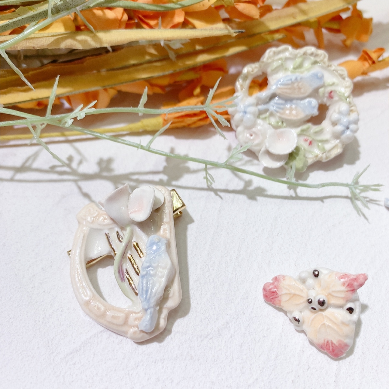 [手作家] 小鳥與豎琴髮夾/胸針