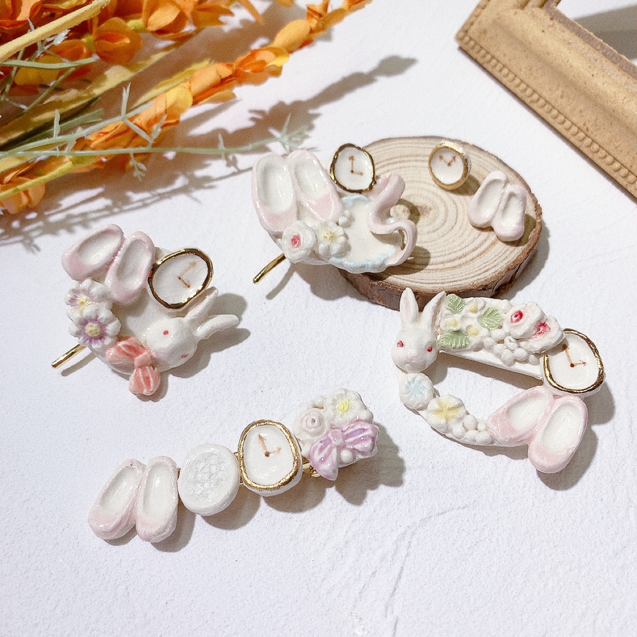 [手作家] 兔仔&芭蕾舞耳環/髮夾/髮圈插