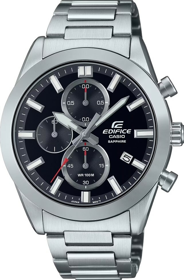 萬年鐘錶 - CASIO EDIFICE 系列  薄款三眼計時男錶 EFB-710D-1AV  錶徑 : 41MM