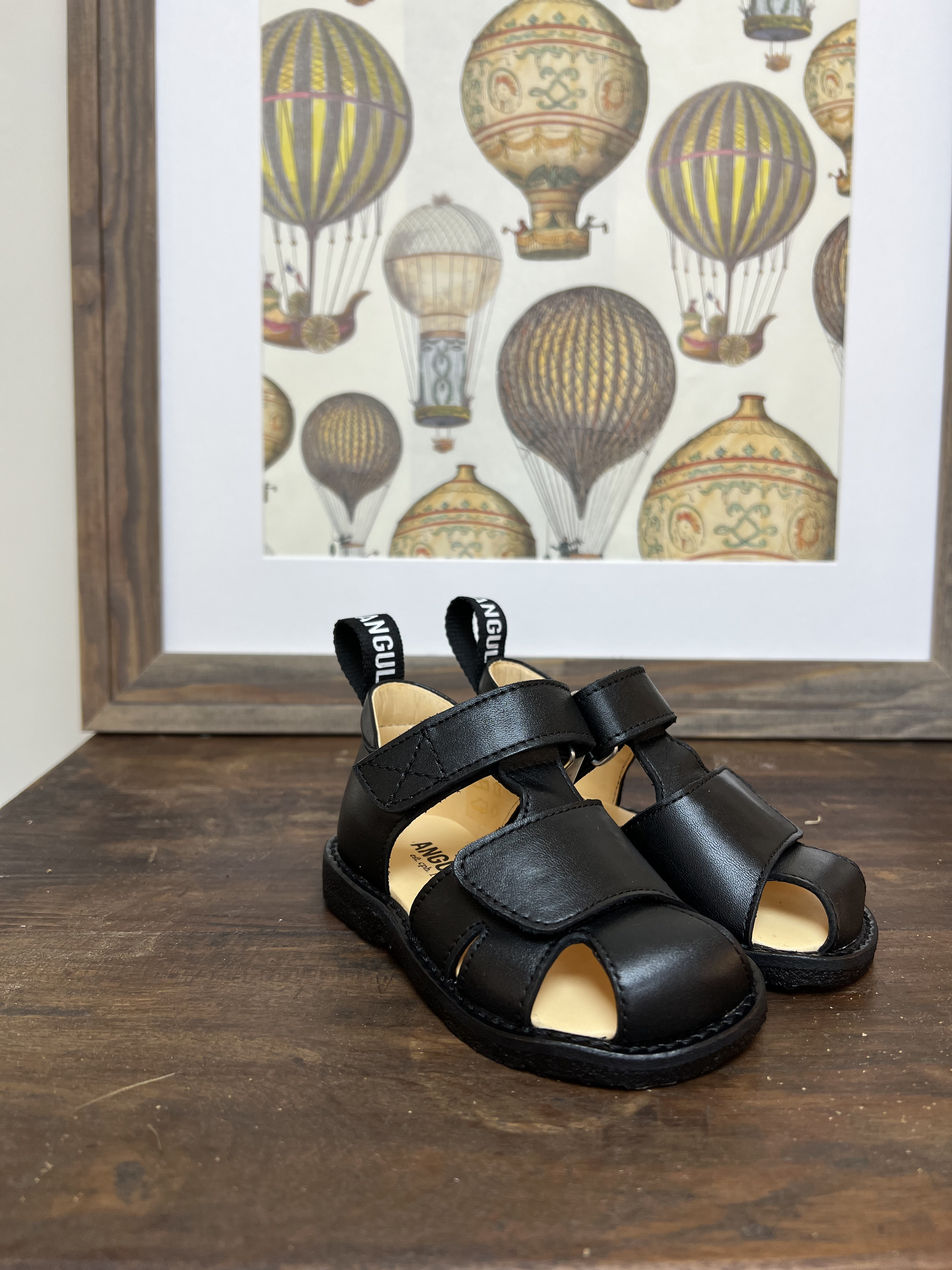 ANGULUS 魔鬼氈涼鞋 STARTER SANDAL WITH LOGO TAPE AND VELCRO CLOSURE  -  BLACK