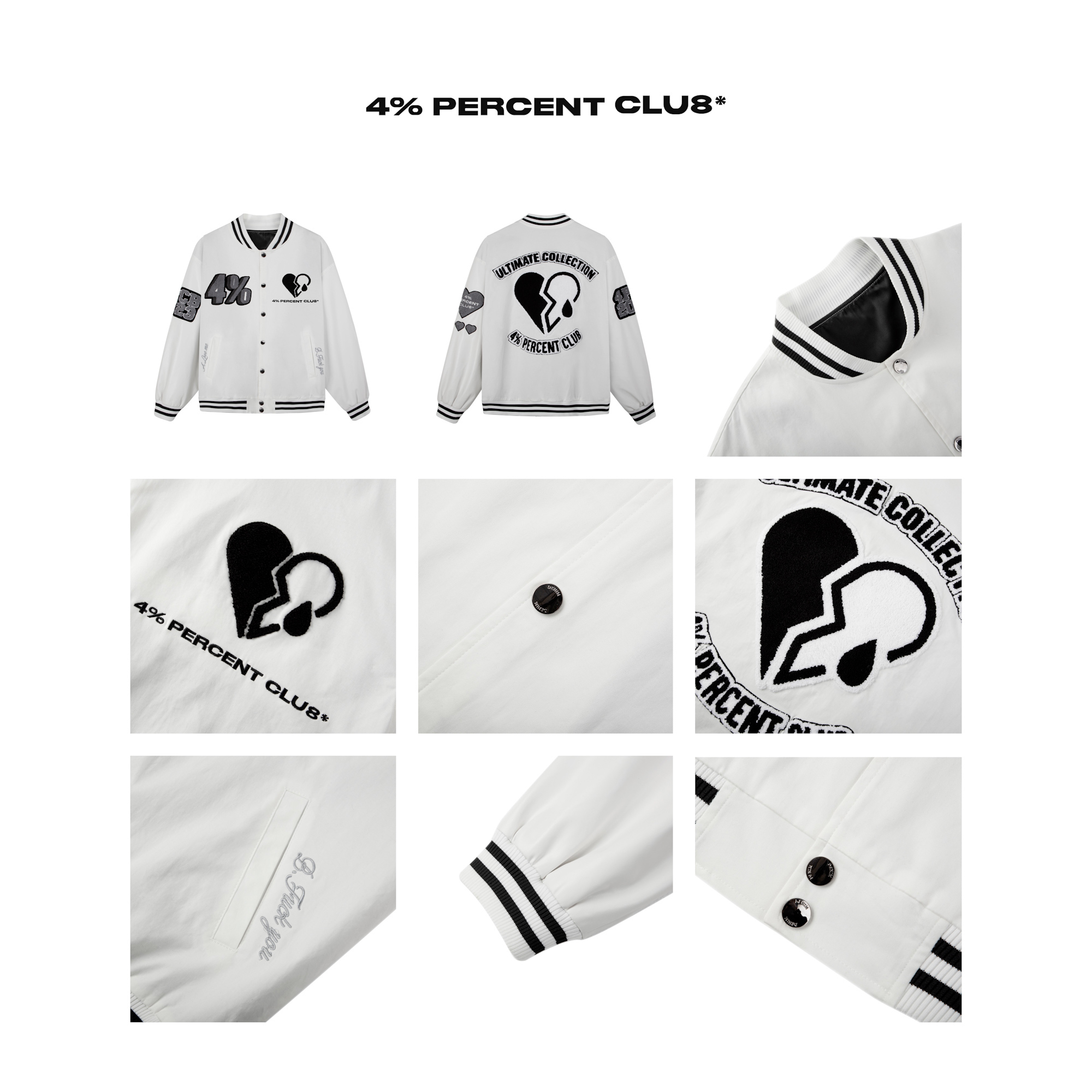 CLASSIC LOGO VARSITY JACKET WHITE / 經典款白色棒球外套