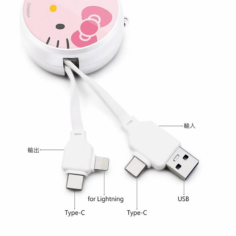 23084-KT Sanrio x Garmma Hello Kitty PD 快充多合一伸縮充電線 #GM 經典粉