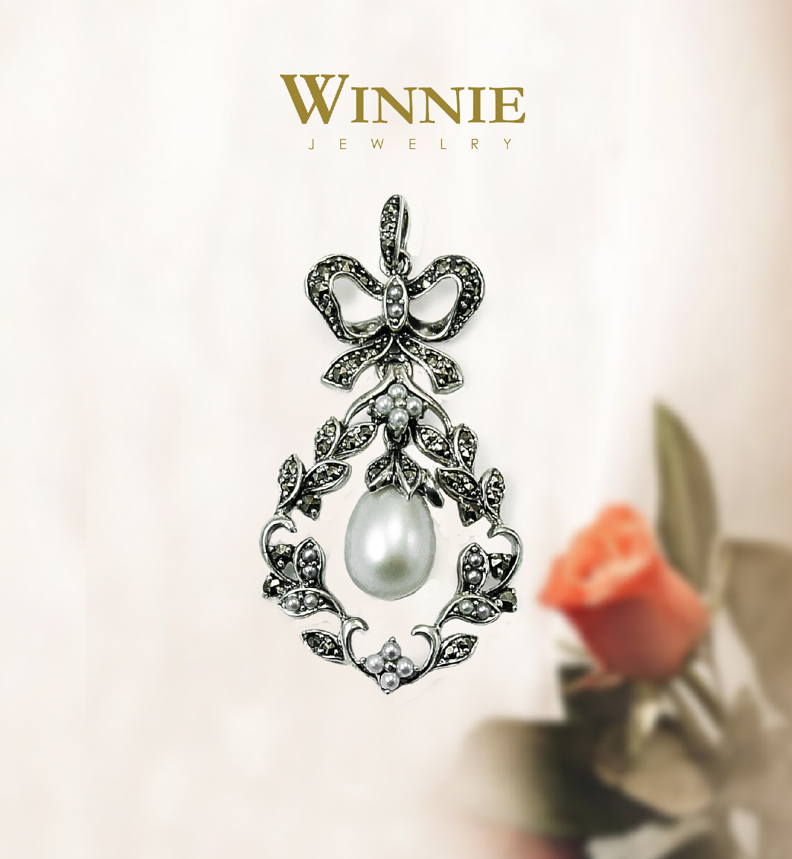 緞帶花圈珍珠墜子