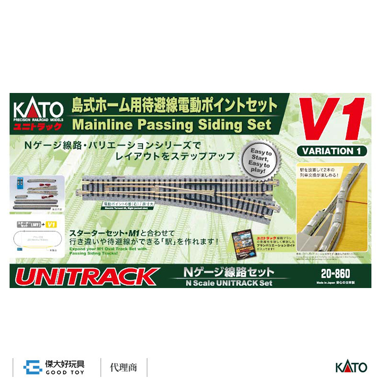 KATO 20-860 線路組V1 島式月台用待避線電動變軌線路組(Variation 1)