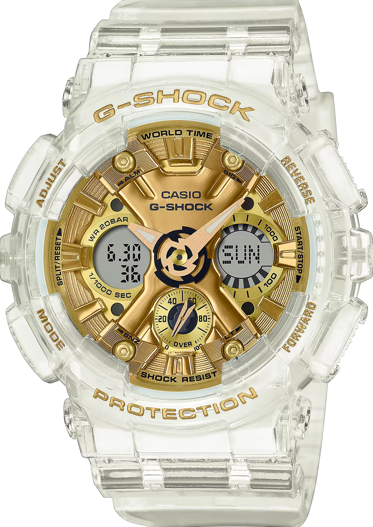 萬年鐘錶 - G-SHOCK   時尚經典晶透系列電子錶 GMA-S120SG-7A 錶徑 : 45.9mm
