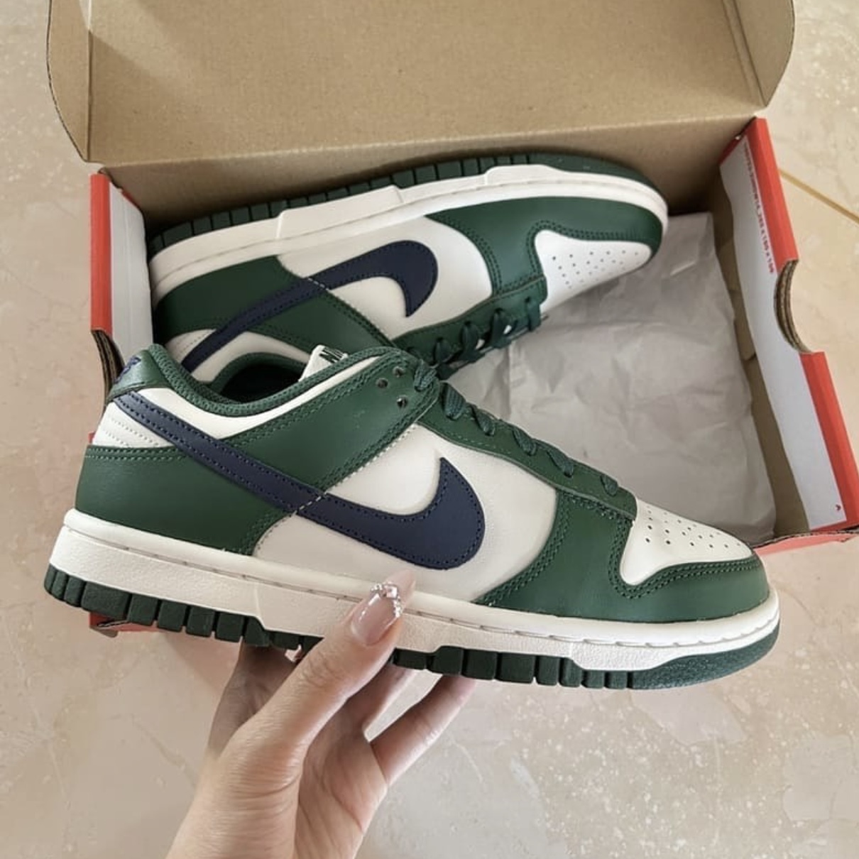 Nike W Dunk Low Gorge Green 低筒白綠撞色復古午夜藍勾深綠