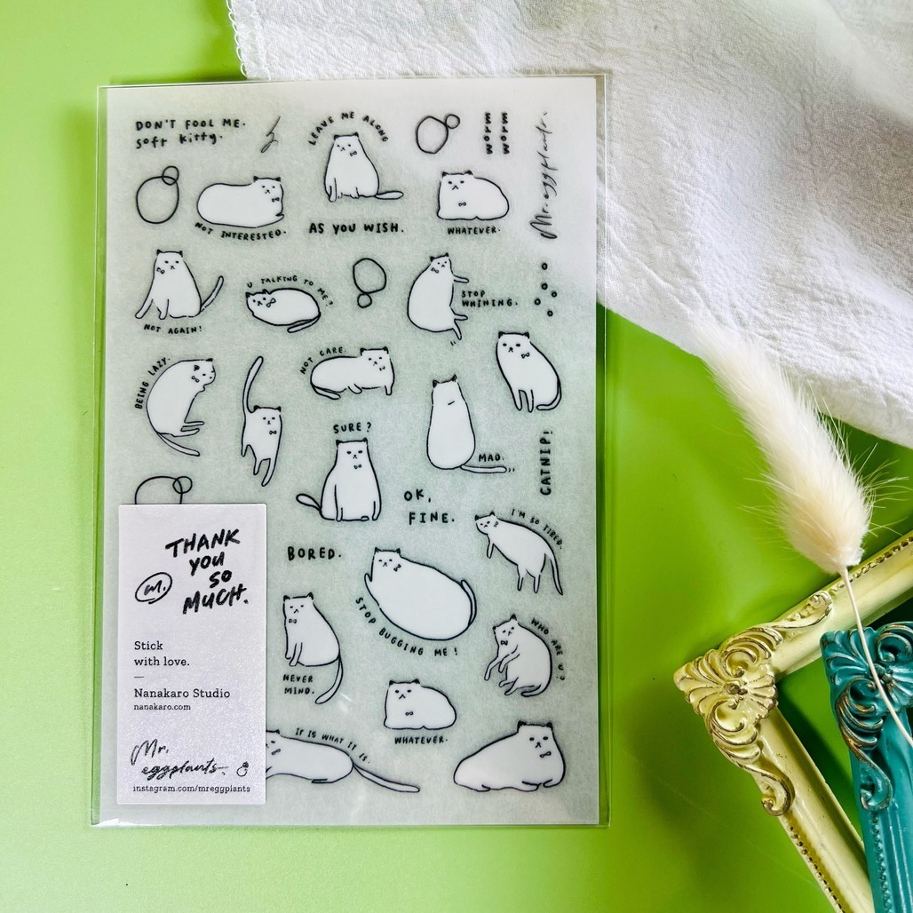 茄子先生． 軟軟的貓 轉印貼紙