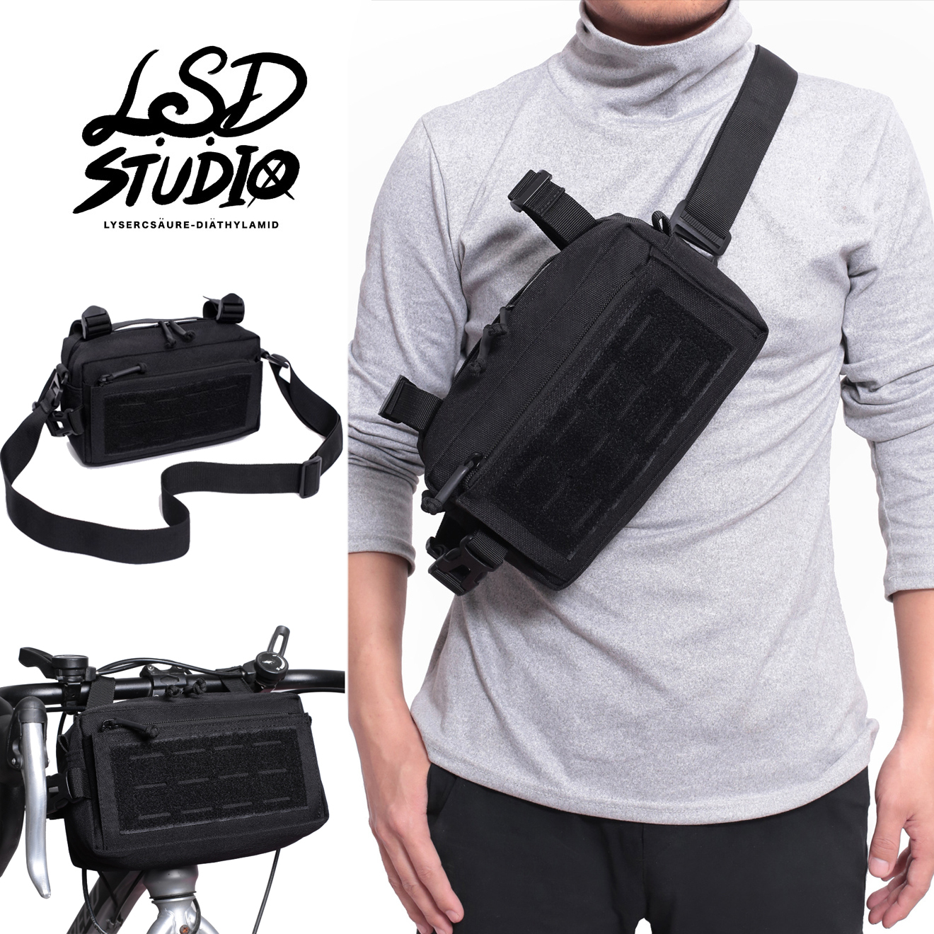 【BGSL001】武裝軍風機能多功能斜肩包/自行車包/擴充包