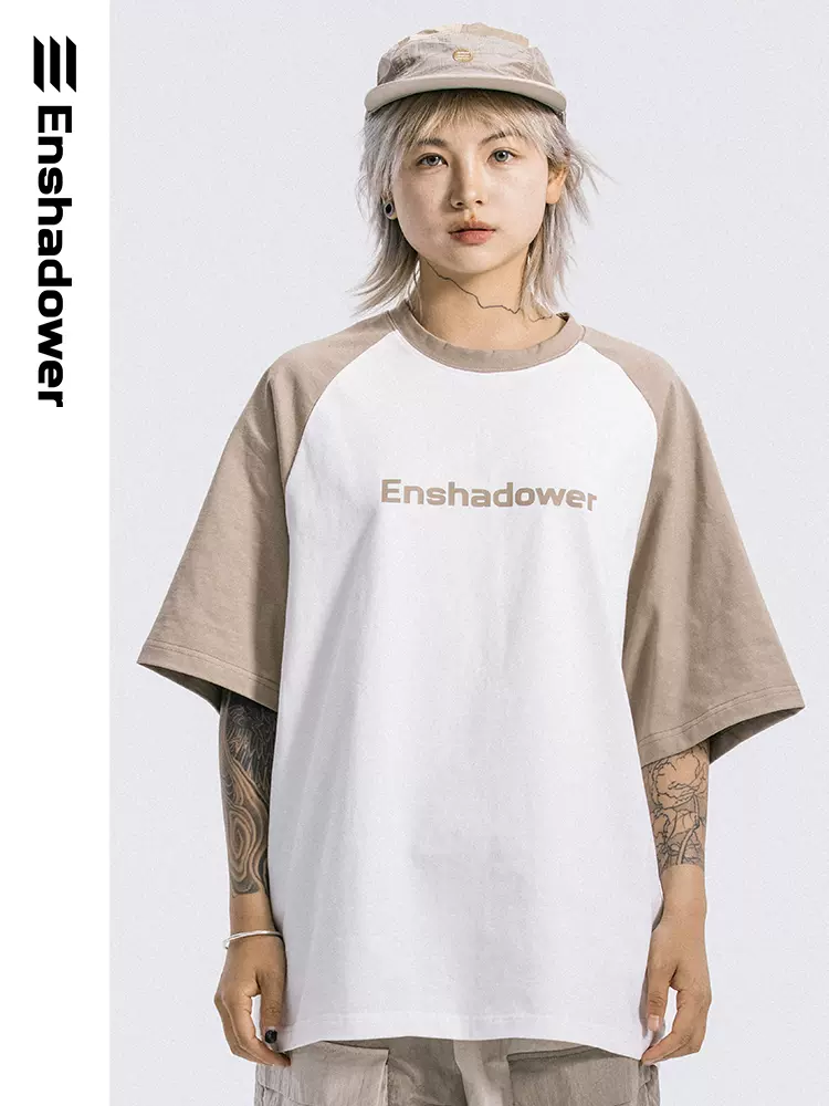 ENshadower隱蔽者 純棉拼色圓領插肩短袖