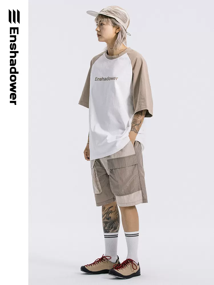 ENshadower隱蔽者 純棉拼色圓領插肩短袖