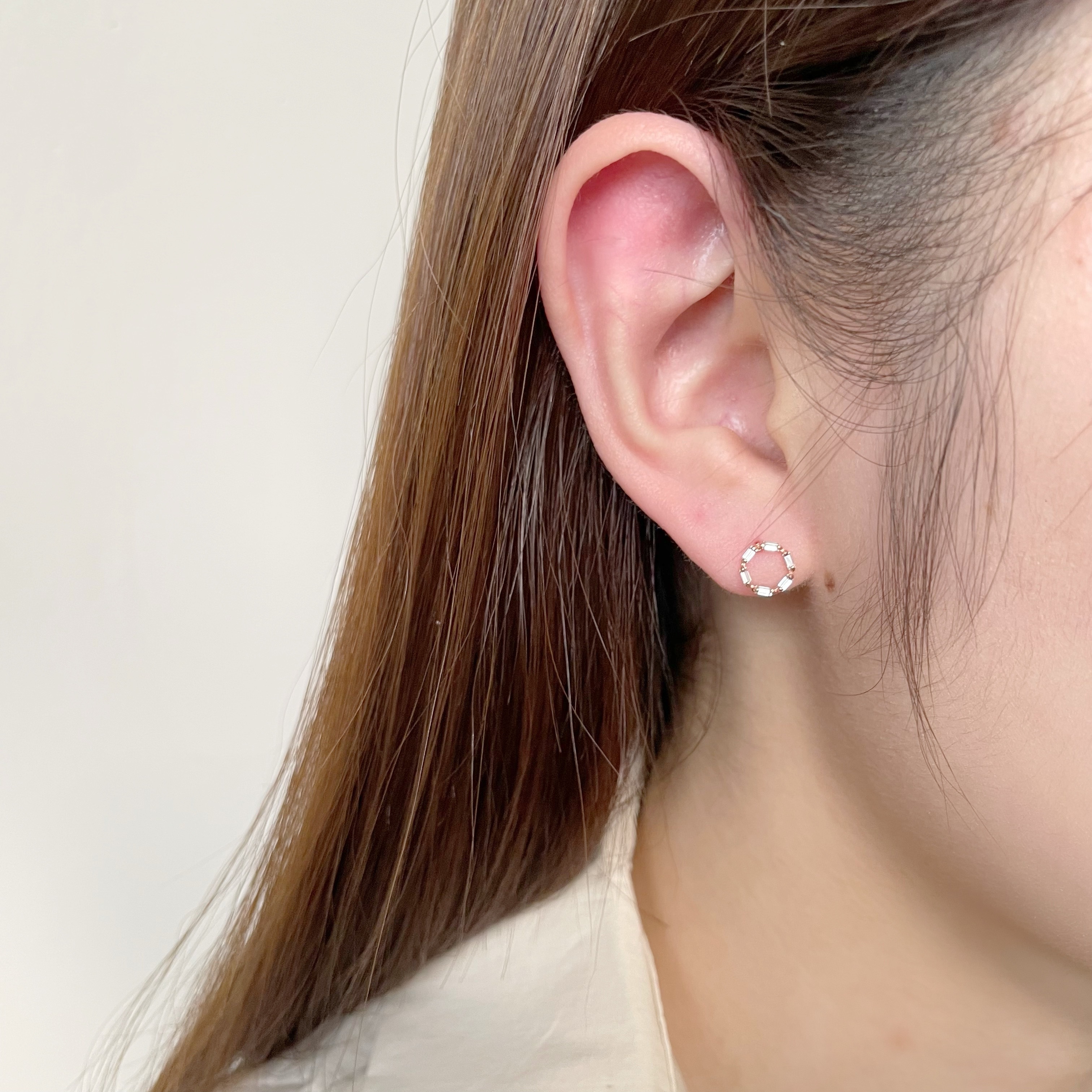 10k細方鋯石花圈耳環