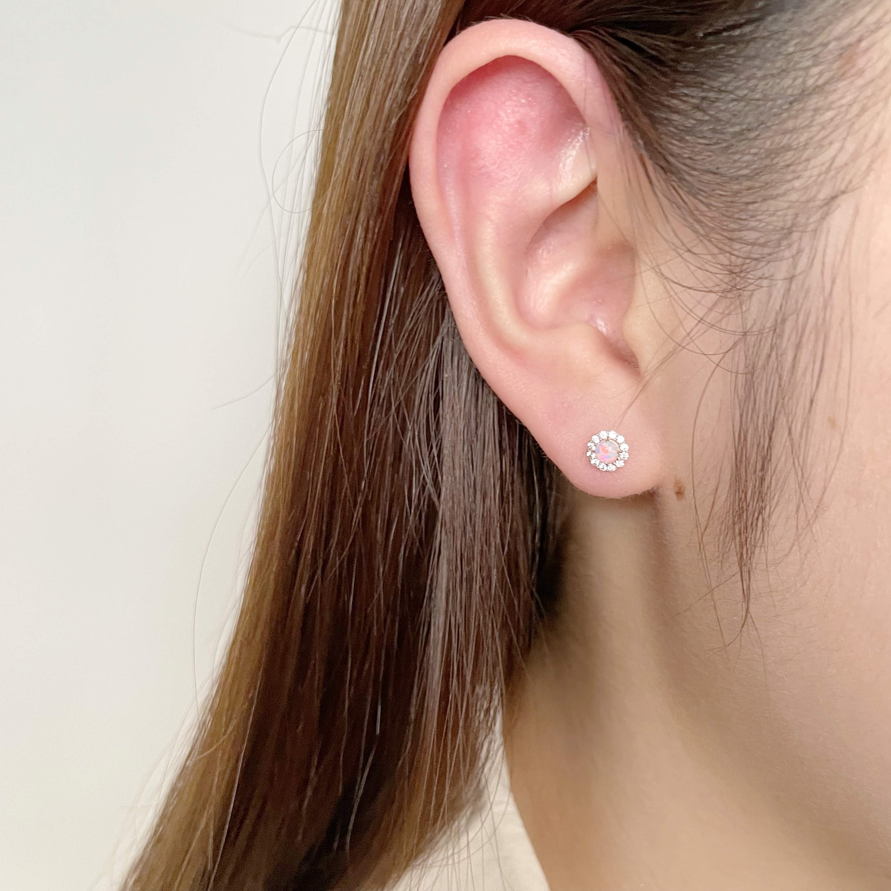 10k圈鑽歐泊耳環