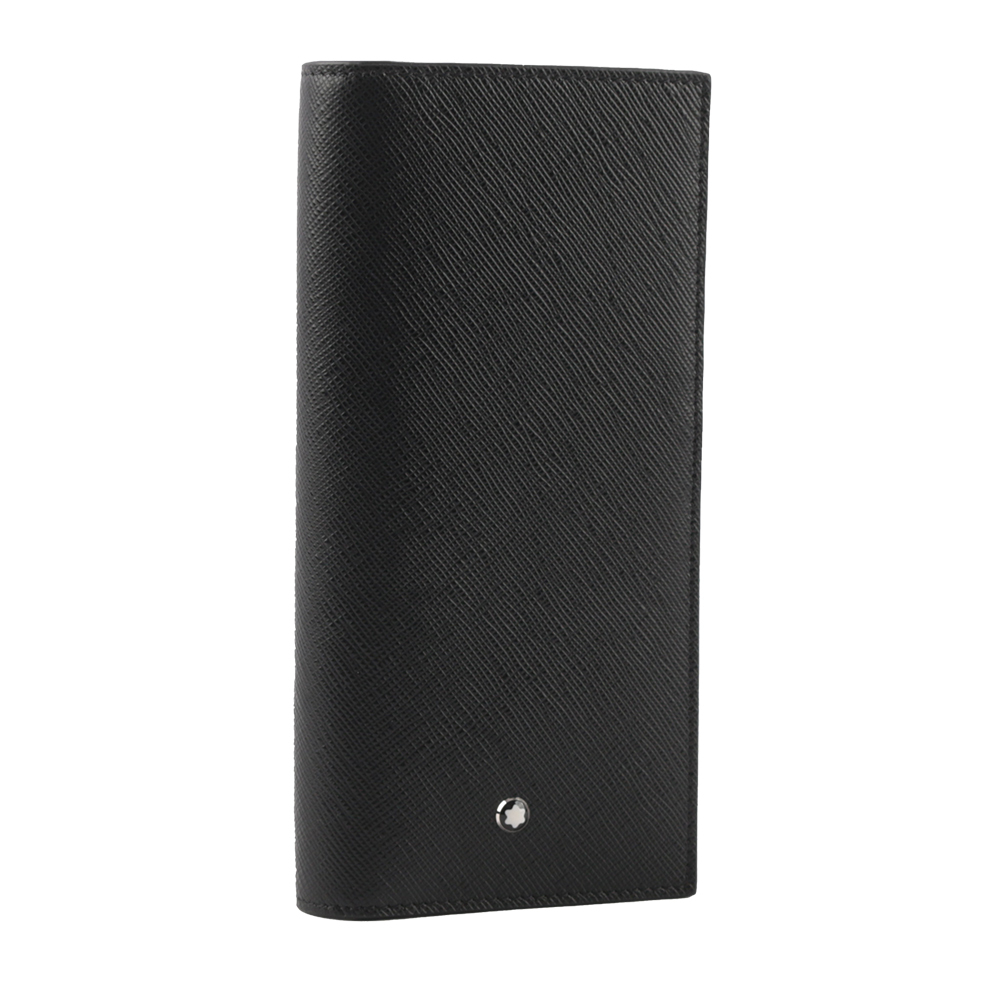 【MONTBLANC 萬寶龍】匠心系列防刮牛皮15卡對開長夾(黑色)